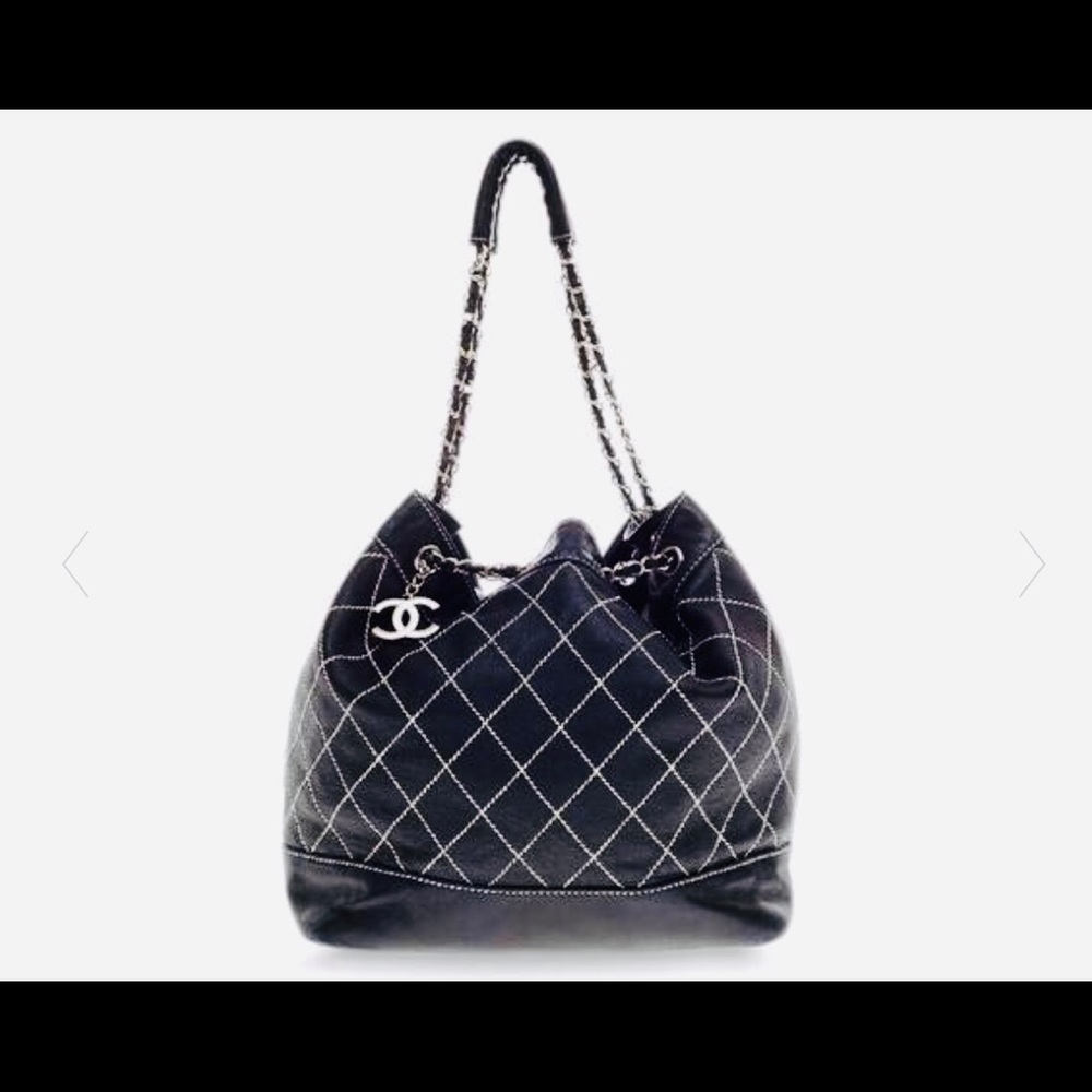Chanel. Surpique drawstring bucket bag